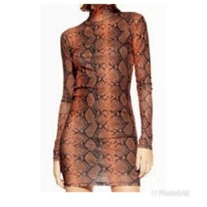 PETITE Snake Print Funnel Mini Dress Never Worn